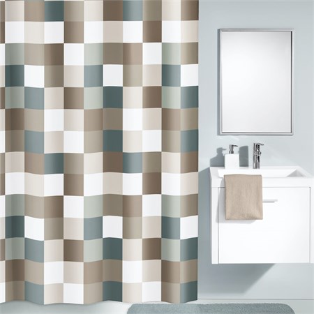 Duschdraperi Check taupe 180x200 cm